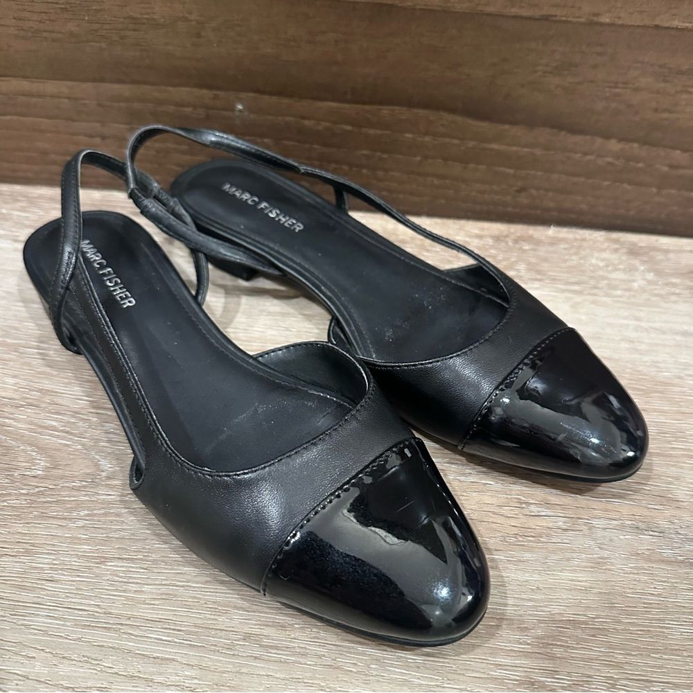 Marc Fisher Dela Closed Toe Sling Back Dress Flat Black Size 7 - Picture 2 of 13